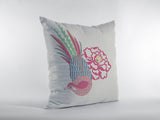 16? Pink White Peacock Zippered Suede Throw Pillow