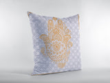 16? Gold Gray Hamsa Suede Zippered Throw Pillow