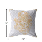 16? Gold Gray Hamsa Suede Zippered Throw Pillow