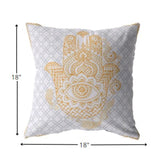 18? Gold Gray Hamsa Suede Zippered Throw Pillow