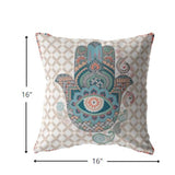 16? Blue Gray Hamsa Suede Zippered Throw Pillow