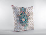 18? Blue Gray Hamsa Suede Zippered Throw Pillow