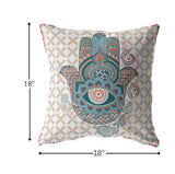 18? Blue Gray Hamsa Suede Zippered Throw Pillow