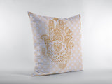 16? Gold White Hamsa Suede Zippered Throw Pillow