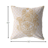 16? Gold White Hamsa Suede Zippered Throw Pillow