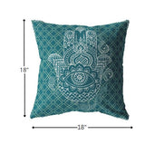 18? Teal White Hamsa Suede Zippered Throw Pillow