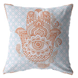 16? Blue Orange Hamsa Suede Zippered Throw Pillow