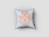 16? Blue Orange Hamsa Suede Zippered Throw Pillow