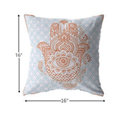 16? Blue Orange Hamsa Suede Zippered Throw Pillow