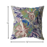 16? Lilac Green Hibiscus Zippered Suede Throw Pillow