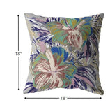 18? Lilac Green Hibiscus Zippered Suede Throw Pillow