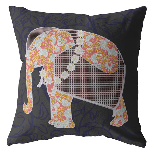 16? Orange Elephant Zippered Suede Throw Pillow