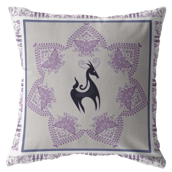 16? Gray Purple Horse Zippered Suede Throw Pillow