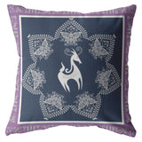 16? Navy Purple Horse Zippered Suede Throw Pillow