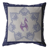 18? Gray Purple Horse Zippered Suede Throw Pillow