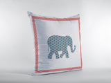 16? Blue Pink Elephant Zippered Suede Throw Pillow