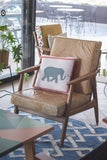 16? Blue Pink Elephant Zippered Suede Throw Pillow
