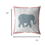 18? Blue Pink Elephant Zippered Suede Throw Pillow