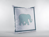 16? Blue White Elephant Zippered Suede Throw Pillow