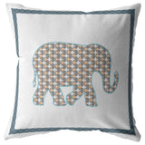 16? Gold White Elephant Zippered Suede Throw Pillow