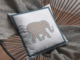 18? Gold White Elephant Zippered Suede Throw Pillow