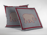18? Red Gray Elephant Zippered Suede Throw Pillow