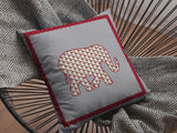 18? Red Gray Elephant Zippered Suede Throw Pillow