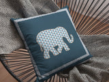 16? Spruce Blue Elephant Zippered Suede Throw Pillow
