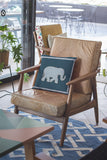 18â Spruce Blue Elephant Zippered Suede Throw Pillow