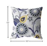 16? Navy White Floral Suede Zippered Throw Pillow