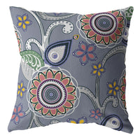 16? Gray Pink Floral Suede Zippered Throw Pillow