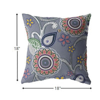 18? Gray Pink Floral Suede Zippered Throw Pillow