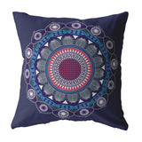 18"x18" Navy Zippered Suede Floral Throw Pillow