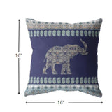 16? Navy Ornate Elephant Zippered Suede Throw Pillow