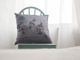 18? Gray Black Boho Bird Zippered Suede Throw Pillow