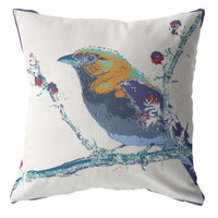 18? Blue White Robin Zippered Suede Throw Pillow