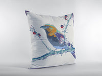 18? Blue White Robin Zippered Suede Throw Pillow