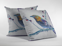 18? Blue White Robin Zippered Suede Throw Pillow