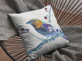 18? Blue White Robin Zippered Suede Throw Pillow