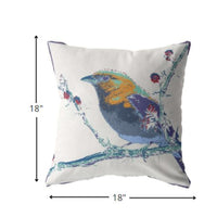18? Blue White Robin Zippered Suede Throw Pillow