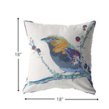 18? Blue White Robin Zippered Suede Throw Pillow