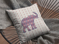 16" Magenta Elephant Zip Suede Throw Pillow