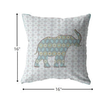 16" Blue Elephant Zip Suede Throw Pillow