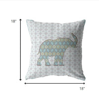 18" Blue Elephant Zip Suede Throw Pillow