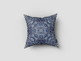 16? Indigo Boho Ornate Zippered Suede Throw Pillow