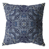 18? Indigo Boho Ornate Zippered Suede Throw Pillow