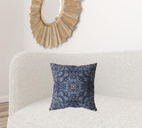 18? Indigo Boho Ornate Zippered Suede Throw Pillow