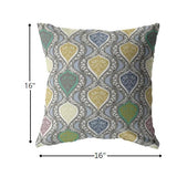 16â Gray Gold Ogee Zippered Suede Throw Pillow