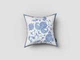 18â Blue White Wildflower Zippered Suede Throw Pillow