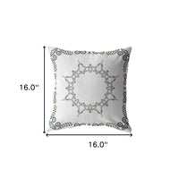 16"x16" White Zippered Suede Floral Throw Pillow